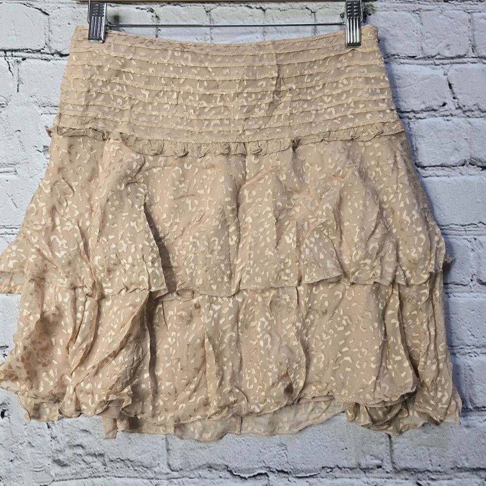 Reiss Womens Lelis Burn-Out Pattern Tiered‎ Mini Skirt Size 4 Blush Pink - Picture 3 of 11